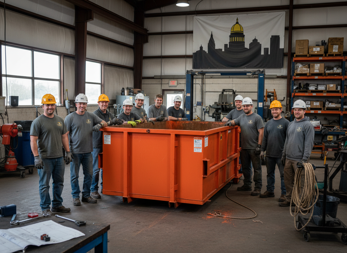 The Dump Hub Dumpster Rental & Property Service team at work in South Bend